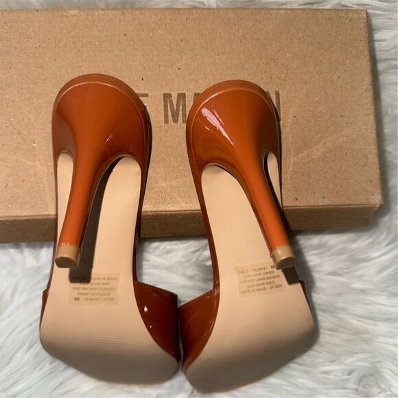 Steve Madden Tolly Women's Cognac Patent Stiletto Slip in Mules Heels Size 9 - Picture 5 of 11